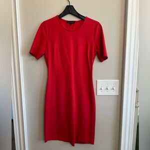 Banana Republic Red Short-Sleeve Midi Sheath Dress